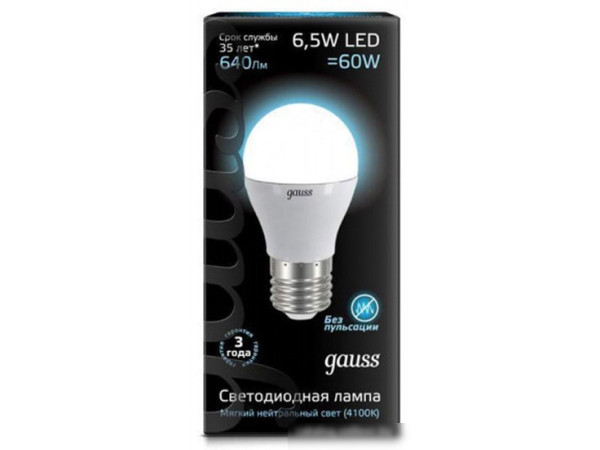Светодиодная лампа Gauss E27 6.5 Вт 4100 К [105102207]