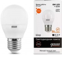 Светодиодная лампа Gauss Elementary E27 6Вт 2700К [53216]