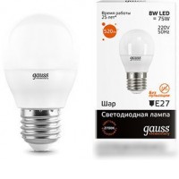 Светодиодная лампа Gauss Elementary E27 8Вт 2700K [53218]