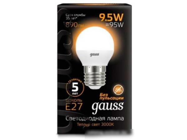 Светодиодная лампа Gauss LED Globe E27 9.5 Вт 3000 К 105102110