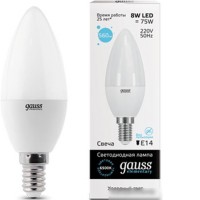 Светодиодная лампочка Gauss LED Elementary Candle 8W E14 6500K 33138 (10 шт)