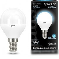 Светодиодная лампа Gauss E14 6.5 Вт 4100 К [105101207]