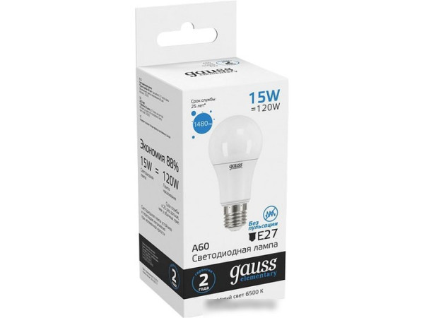 Светодиодная лампа Gauss LED Elementary A60 15W E27 6500K 23235