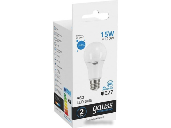 Светодиодная лампа Gauss LED Elementary A60 15W E27 6500K 23235