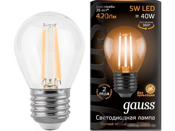 Светодиодная лампа Gauss E27 5Вт 2700К [105802105]