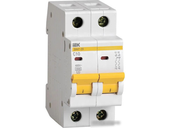 Выключатель автоматический IEK ВА47-29 2Р 10А 4.5кА С MVA20-2-010-C