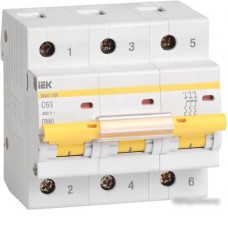Выключатель автоматический IEK ВА 47-100 3Р 63А 10кА С MVA40-3-063-C