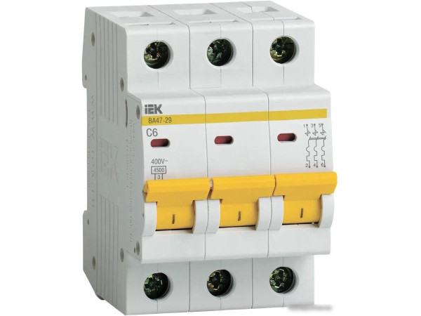Выключатель автоматический IEK ВА 47-29 6А 3P 4.5кА С MVA20-3-006-C