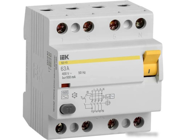 Устройство защитного отключения IEK ВД1-63 4P 63А 100мА тип AC MDV10-4-063-100