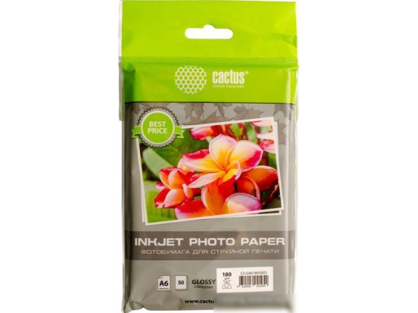 Фотобумага CACTUS Глянцевая 10x15 180 г/м2 50 листов