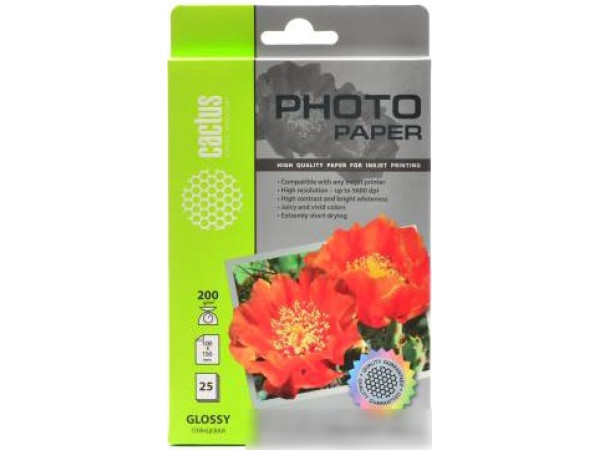 Фотобумага CACTUS Глянцевая A6 200 г/м2 25 листов [CS-GA620025]