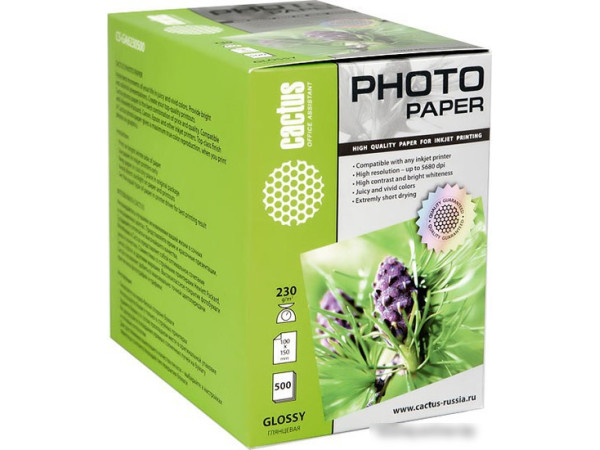 Фотобумага CACTUS Глянцевая A6 230 г/кв.м. 500 листов (CS-GA6230500)