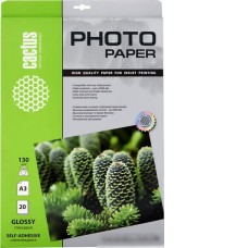 Самоклеящаяся бумага CACTUS Самоклеящаяся глянцевая A3 130 г/кв.м. 20 листов (CS-GSA313020)