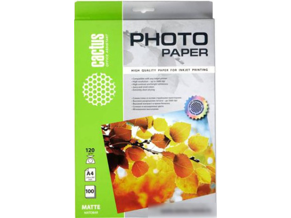 Фотобумага CACTUS Матовая A4 120 г/м2 100 листов [CS-MA4120100]