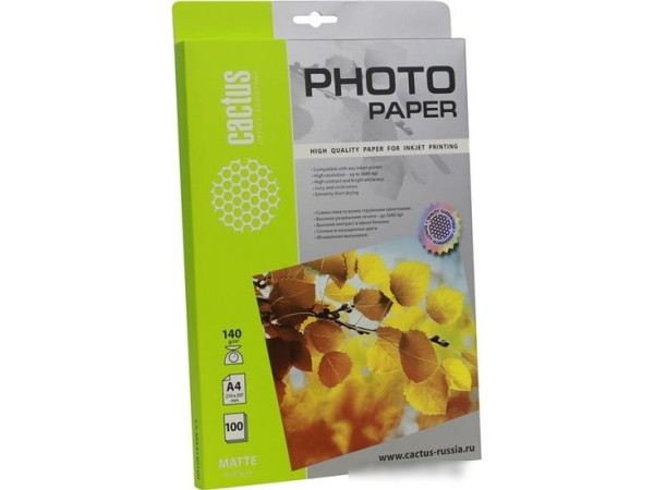 Фотобумага CACTUS Матовая A4 140 г/м2 100 листов [CS-MA4140100]