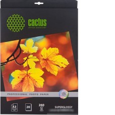 Фотобумага CACTUS Суперглянцевая A3 260 г/кв.м. 20 листов (CS-HGA326020)