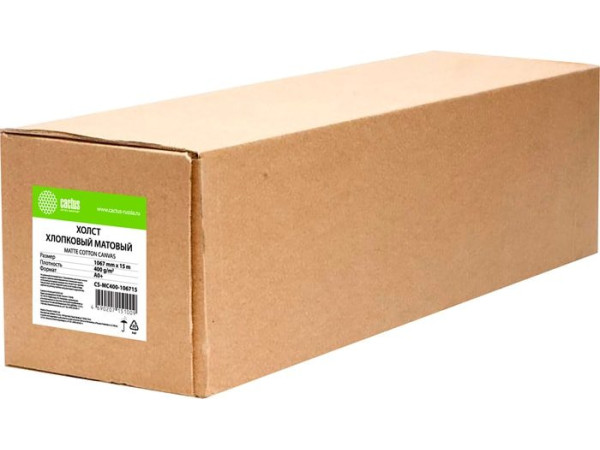 Холст CACTUS белый хлопок 1067 мм х 15 м 400 г/м2 CS-MC400-106715