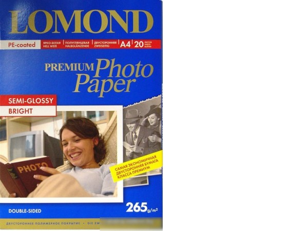 Фотобумага Lomond полуглянцевая двусторонняя A4 265 г/кв.м. 20 листов (1106301)