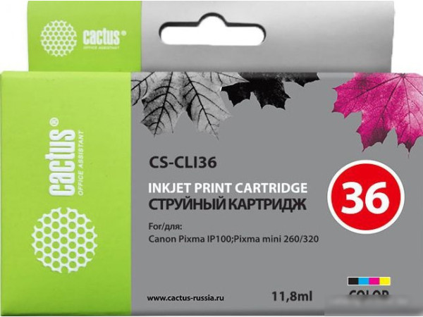 Картридж CACTUS CS-CLI36 (аналог Canon CLI-36)