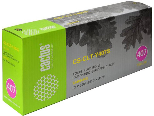 Картридж CACTUS CS-CLT-Y407S (аналог Samsung CLT-Y407S Yellow)