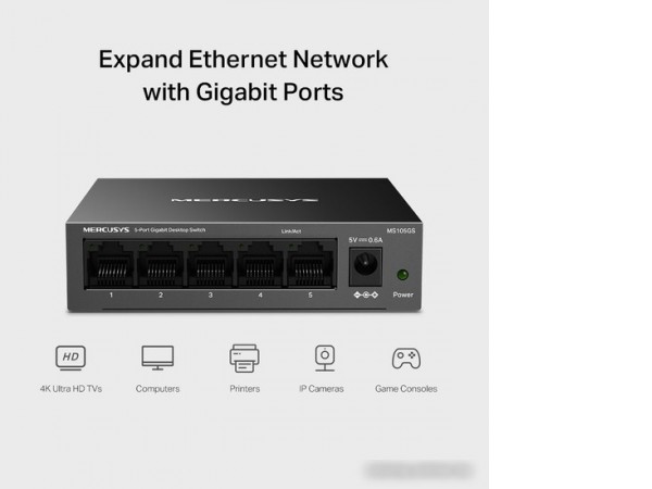 Неуправляемый коммутатор Mercusys MS105GS