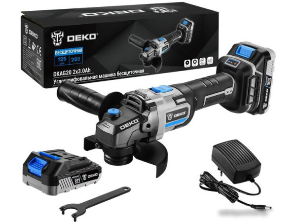 Угловая шлифмашина Deko DKAG20 Set (с 2-мя АКБ)