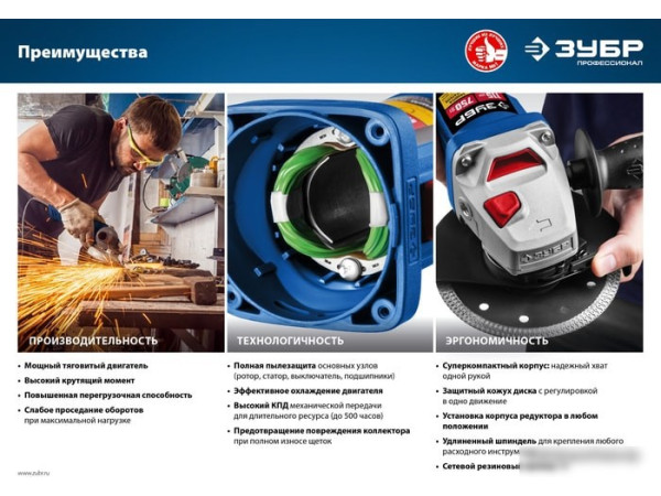 Угловая шлифмашина Зубр УШМ-П115-750