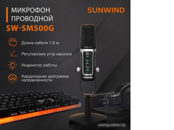 Проводной микрофон SunWind SW-SM500G