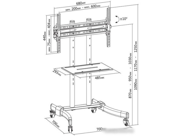 Кронштейн CACTUS CS-ST1030BK