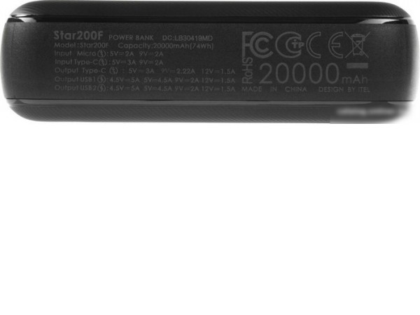 Внешний аккумулятор Itel Star 200F 20000mAh (черный)