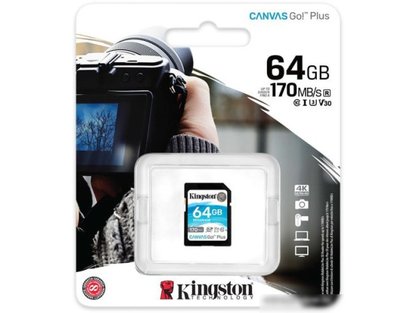 Карта памяти Kingston Canvas Go! Plus SDXC 64GB