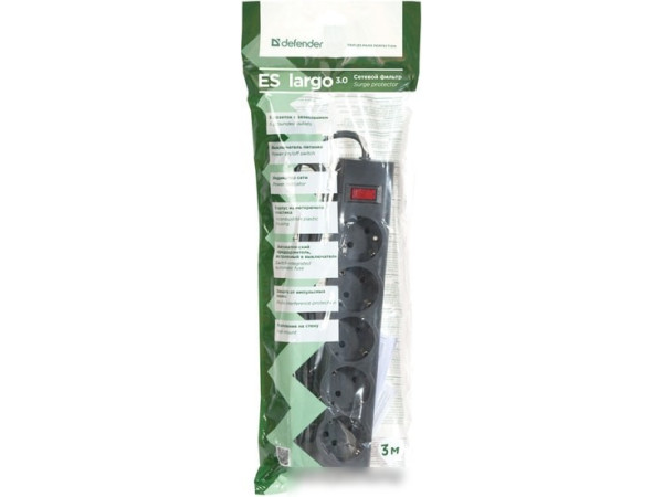 Сетевой фильтр Defender ES largo 3 (черный)