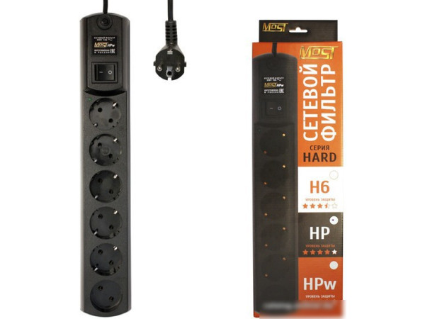 Сетевой фильтр Most HPW 5 м (черный)