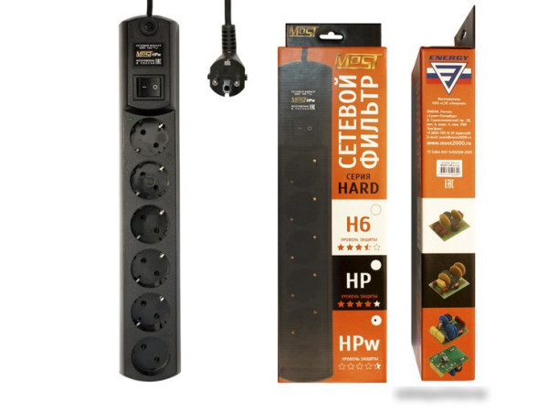 Сетевой фильтр Most HPW 5 м (черный)