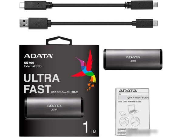 Внешний накопитель A-Data SE760 2TB ASE760-2TU32G2-CTI (титан)