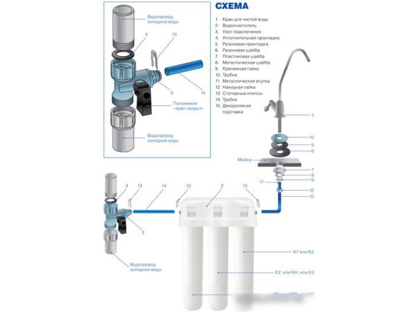 Стационарная система "под мойкой" АКВАФОР Кристалл А (исп. 2)
