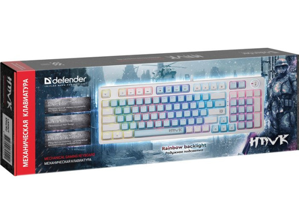 Клавиатура Defender Hawk GK-418 (белый, Outemu Brown)