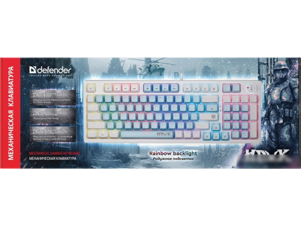 Клавиатура Defender Hawk GK-418 (белый, Outemu Brown)