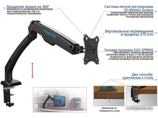 Кронштейн Kromax OFFICE-8 (черный)