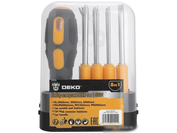 Набор отвертка с битами Deko SS01 (8 предметов)