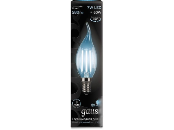 Светодиодная лампа Gauss LED Filament Candle tailed E14 7 Вт 4100 К 104801207