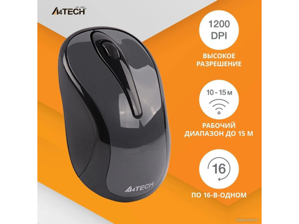 Мышь A4Tech G3-280NS (серый/черный)
