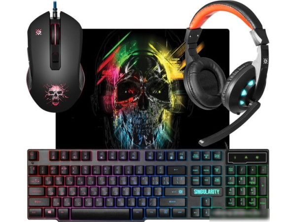 Клавиатура + мышь с ковриком + наушники Defender Singularity MKP-118