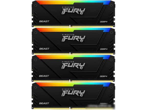 Оперативная память Kingston FURY Beast RGB 4x8ГБ DDR4 3200 МГц KF432C16BB2AK4/32