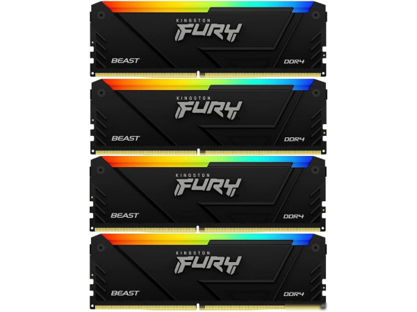 Оперативная память Kingston FURY Beast RGB 4x32ГБ DDR4 3600 МГц KF436C18BB2AK4/128