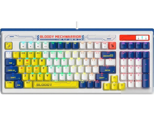 Клавиатура A4Tech Bloody B950 (белый/синий, Light Strike Libra Brown)