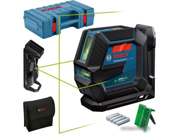 Лазерный нивелир Bosch GLL 2-15 G Professional 0601063W02 (LB 10 + DK 10, кейс)