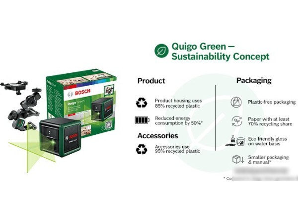 Лазерный нивелир Bosch Quigo Green 0603663C02 (с зажимом MM2 и переходником)