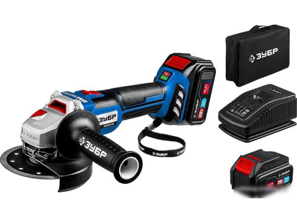 Угловая шлифмашина Зубр AB-125-42 (с 2-мя АКБ, сумка)