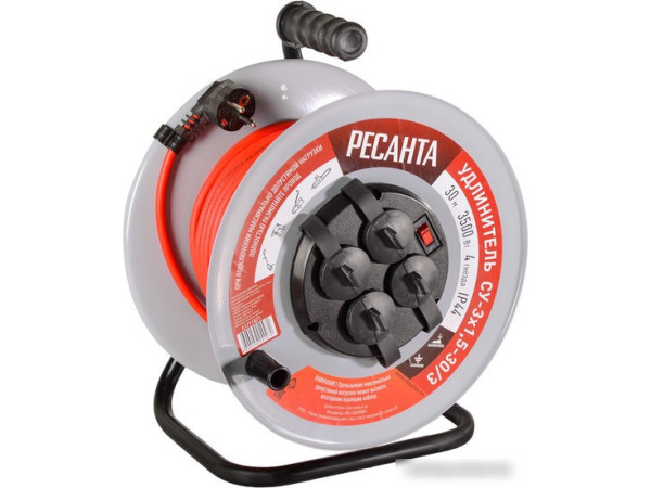 Удлинитель на катушке Ресанта СУ-3x1.5-30/3